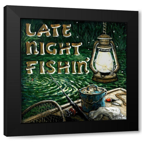 Late Night Fishing Black Modern Wood Framed Art Print with Double Matting by Kruskamp, Janet