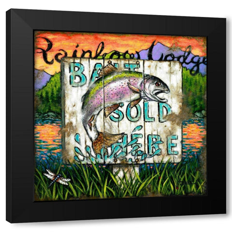 Bait Sold Here Black Modern Wood Framed Art Print with Double Matting by Kruskamp, Janet