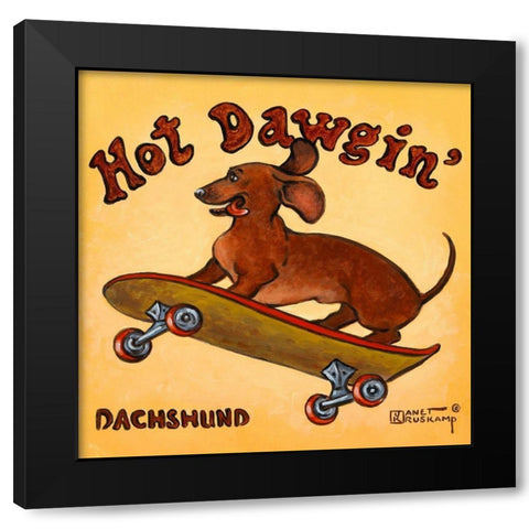 Hot Dawgin Black Modern Wood Framed Art Print with Double Matting by Kruskamp, Janet