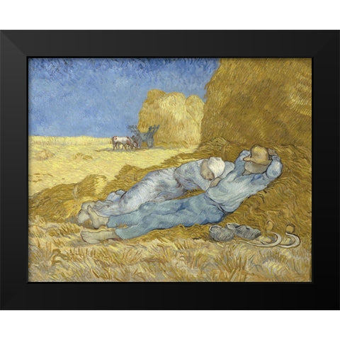 The Siesta Black Modern Wood Framed Art Print by Van Gogh, Vincent