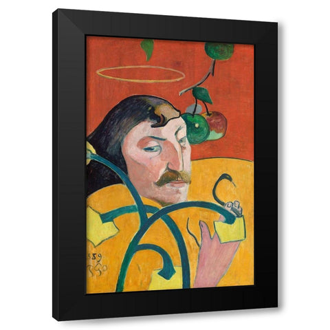 Self-Portrait Black Modern Wood Framed Art Print by Gauguin, Paul