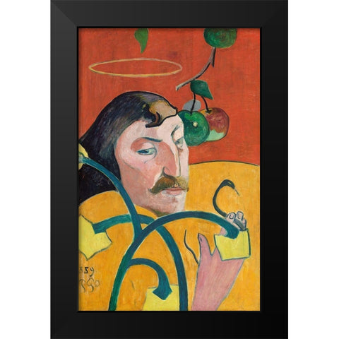 Self-Portrait Black Modern Wood Framed Art Print by Gauguin, Paul