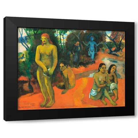 Delectable Waters Black Modern Wood Framed Art Print with Double Matting by Gauguin, Paul