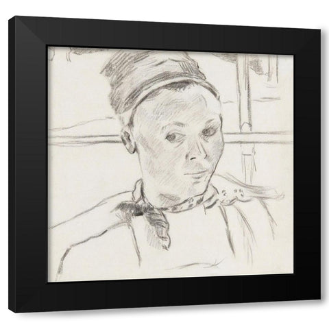 Bust of a Young Breton Woman (Possibly Marie Lagadu) Black Modern Wood Framed Art Print by Gauguin, Paul
