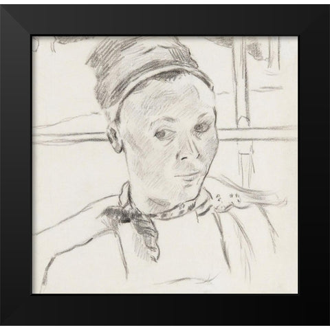 Bust of a Young Breton Woman (Possibly Marie Lagadu) Black Modern Wood Framed Art Print by Gauguin, Paul