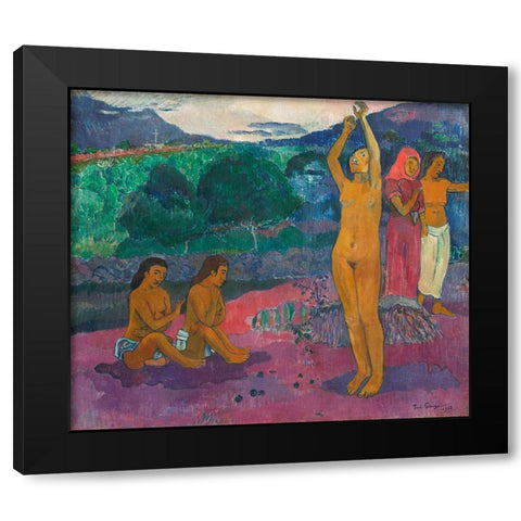 The Invocation Black Modern Wood Framed Art Print by Gauguin, Paul
