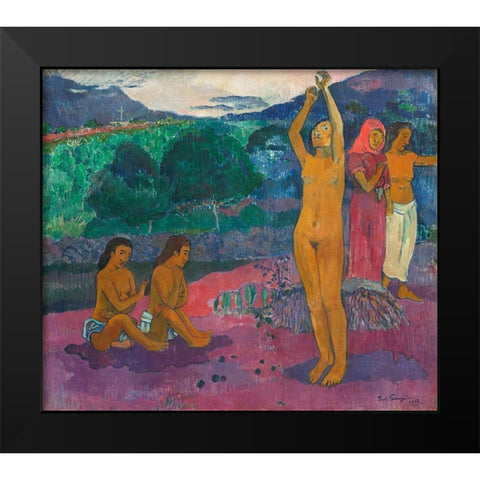 The Invocation Black Modern Wood Framed Art Print by Gauguin, Paul