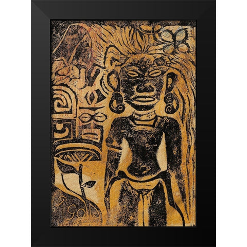 Tahitian Idol the Goddess Hina Black Modern Wood Framed Art Print by Gauguin, Paul
