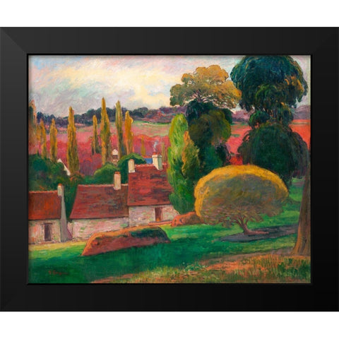 A Farm in Brittany Black Modern Wood Framed Art Print by Gauguin, Paul
