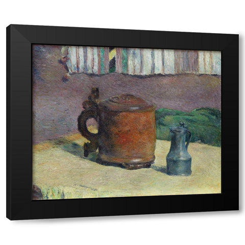 Still Life: Wood Tankard and Metal Pitcher Black Modern Wood Framed Art Print by Gauguin, Paul