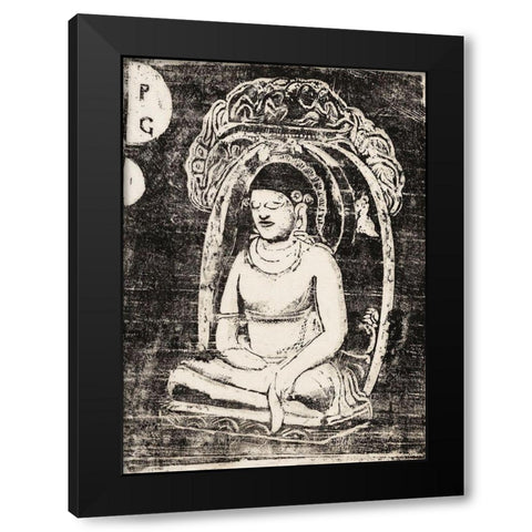 Buddha, from the Suite of Late Wood-Block Prints Black Modern Wood Framed Art Print with Double Matting by Gauguin, Paul