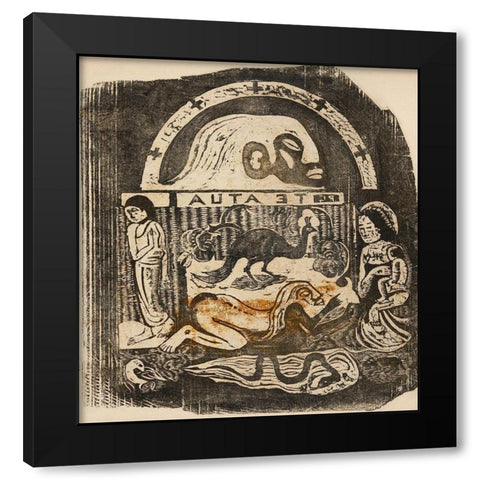 The God (Te atua), from the Suite of Late Wood-Block Prints Black Modern Wood Framed Art Print by Gauguin, Paul