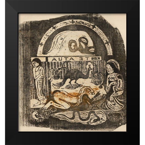 The God (Te atua), from the Suite of Late Wood-Block Prints Black Modern Wood Framed Art Print by Gauguin, Paul