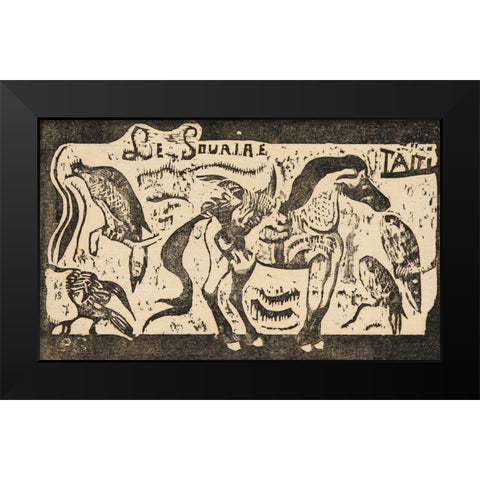 A Horse and Birds, headpiece for Le sourire Black Modern Wood Framed Art Print by Gauguin, Paul
