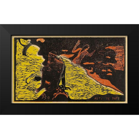 Women at the River (Auti te pape), from the Noa Noa Suite Black Modern Wood Framed Art Print by Gauguin, Paul