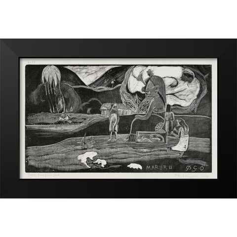 Offerings of Gratitude (Maruru), from the Noa Noa Suite Black Modern Wood Framed Art Print by Gauguin, Paul