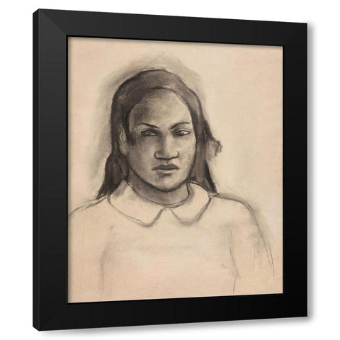 Portrait of Tehamana Black Modern Wood Framed Art Print by Gauguin, Paul
