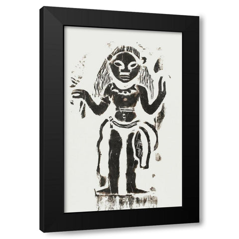Hina Black Modern Wood Framed Art Print with Double Matting by Gauguin, Paul