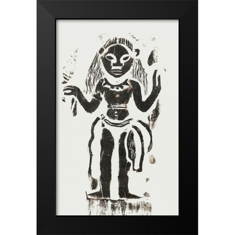 Hina Black Modern Wood Framed Art Print by Gauguin, Paul