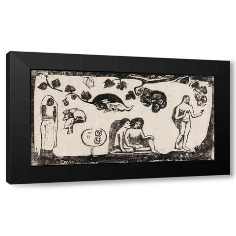 Women, Animals, and Foliage, from the Suite of Late Wood-Block Prints Black Modern Wood Framed Art Print with Double Matting by Gauguin, Paul