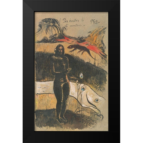 Delightful Land (Nave Nave Fenua) Black Modern Wood Framed Art Print by Gauguin, Paul
