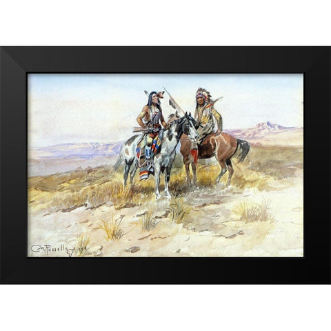 On the Prowl Black Modern Wood Framed Art Print by Russell, Charles Marion