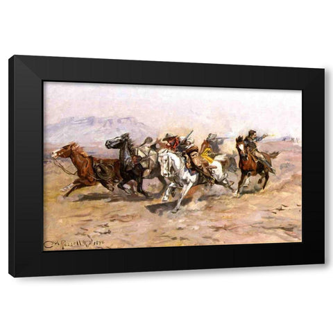 Outnumbered Black Modern Wood Framed Art Print with Double Matting by Russell, Charles Marion