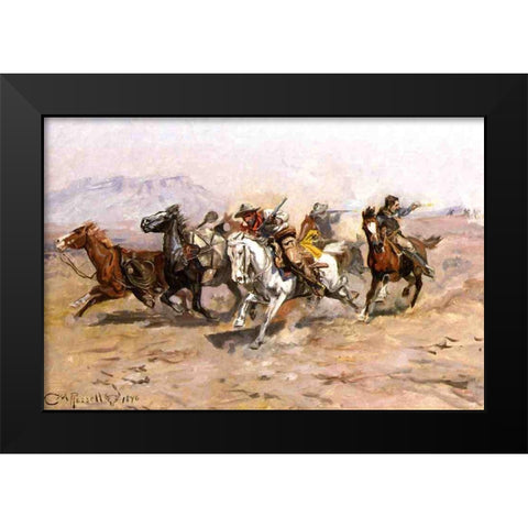 Outnumbered Black Modern Wood Framed Art Print by Russell, Charles Marion