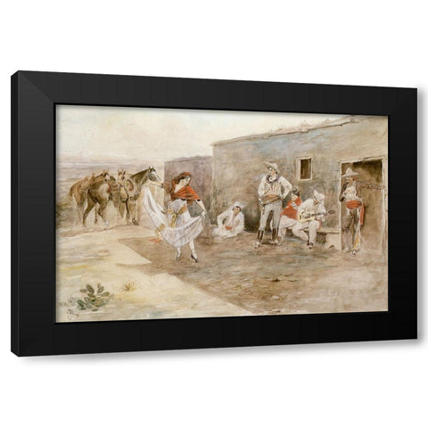 Casa Alegre Black Modern Wood Framed Art Print by Russell, Charles Marion