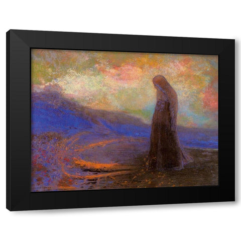 Reflection Black Modern Wood Framed Art Print by Redon, Odilon