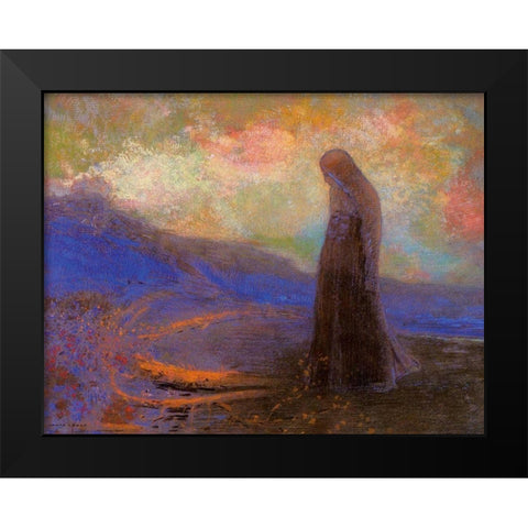 Reflection Black Modern Wood Framed Art Print by Redon, Odilon