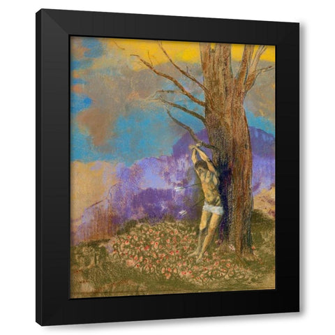 Saint Sebastien Black Modern Wood Framed Art Print with Double Matting by Redon, Odilon