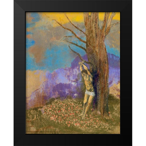 Saint Sebastien Black Modern Wood Framed Art Print by Redon, Odilon