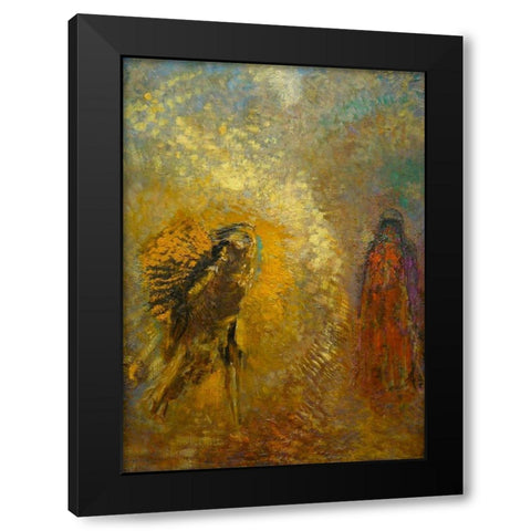 Apparition Black Modern Wood Framed Art Print with Double Matting by Redon, Odilon