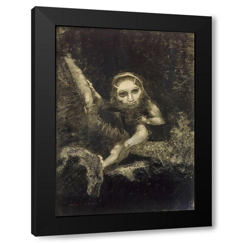 Caliban, 1881 Black Modern Wood Framed Art Print by Redon, Odilon