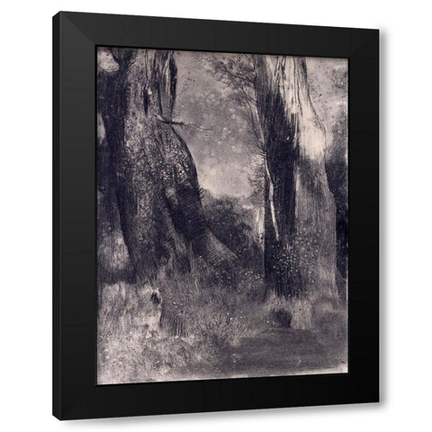 The Trees Black Modern Wood Framed Art Print with Double Matting by Redon, Odilon