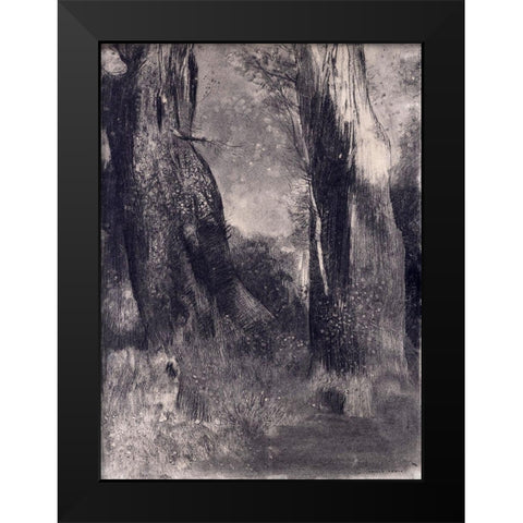 The Trees Black Modern Wood Framed Art Print by Redon, Odilon