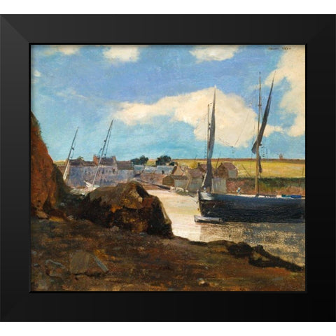 The Port of Morgat Black Modern Wood Framed Art Print by Redon, Odilon