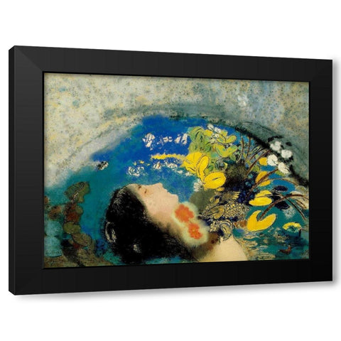 Ophelia, 1900â€“1905 Black Modern Wood Framed Art Print with Double Matting by Redon, Odilon