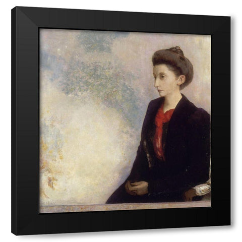 BaronessÂ Robert de Domecy Black Modern Wood Framed Art Print with Double Matting by Redon, Odilon