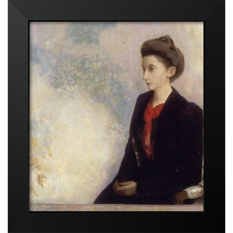 BaronessÂ Robert de Domecy Black Modern Wood Framed Art Print by Redon, Odilon