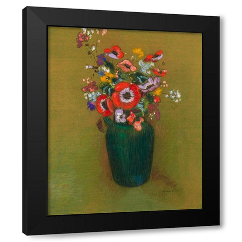 Vase of Flowers, ca. 1900â€“1910 Black Modern Wood Framed Art Print with Double Matting by Redon, Odilon