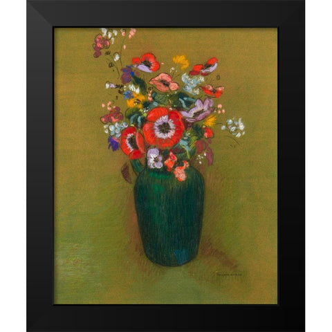 Vase of Flowers, ca. 1900â€“1910 Black Modern Wood Framed Art Print by Redon, Odilon