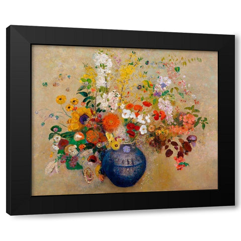 Flowers, 1909 Black Modern Wood Framed Art Print with Double Matting by Redon, Odilon