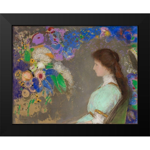 Portrait of Violette Heymann, 1910 Black Modern Wood Framed Art Print by Redon, Odilon