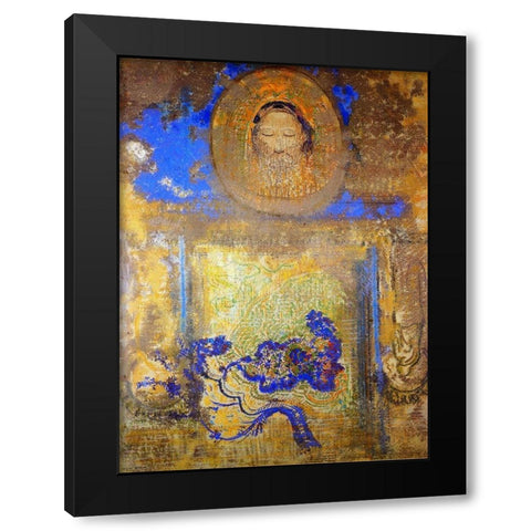 Evocation Black Modern Wood Framed Art Print with Double Matting by Redon, Odilon