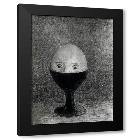 The Egg Black Modern Wood Framed Art Print with Double Matting by Redon, Odilon