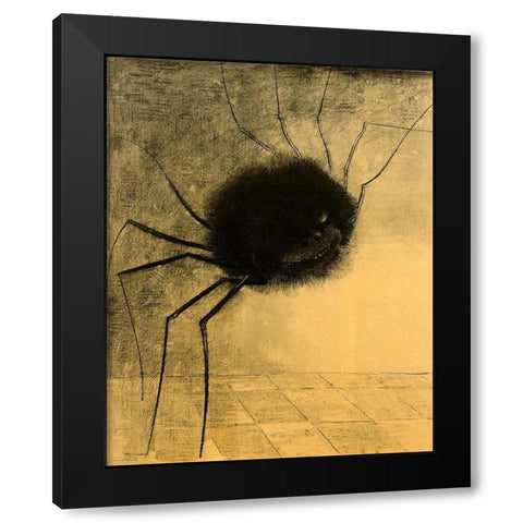 The Smiling Spider Black Modern Wood Framed Art Print with Double Matting by Redon, Odilon