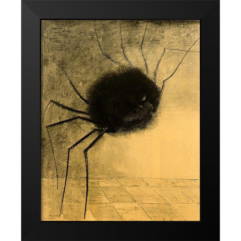 The Smiling Spider Black Modern Wood Framed Art Print by Redon, Odilon