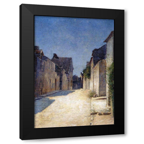 Street in Samois Black Modern Wood Framed Art Print with Double Matting by Redon, Odilon